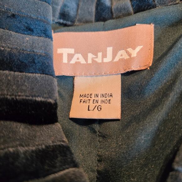 TanJay Large Blue Patch Work Women's Top Shirt Heavy Long Sleeves Misses L 12 14 - Picture 5 of 8